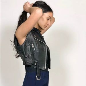 PELE CHE COCO - LEATHER BIKER VEST - M